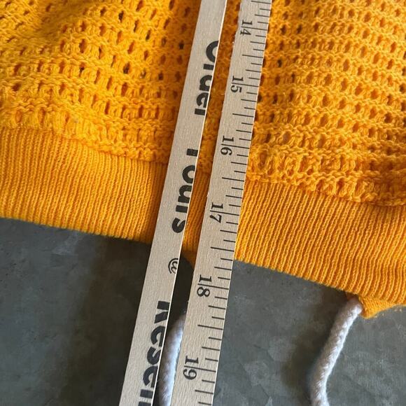 Vintage Crochet Knit Cardigan Zip Sweater Womens M/L Orange Yellow Oversized Y2K - Picture 7 of 7
